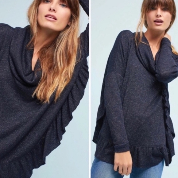 Anthropologie 9-H15 STCL Orley Metallic Cowl Neck Sweater - Picture 2 of 16